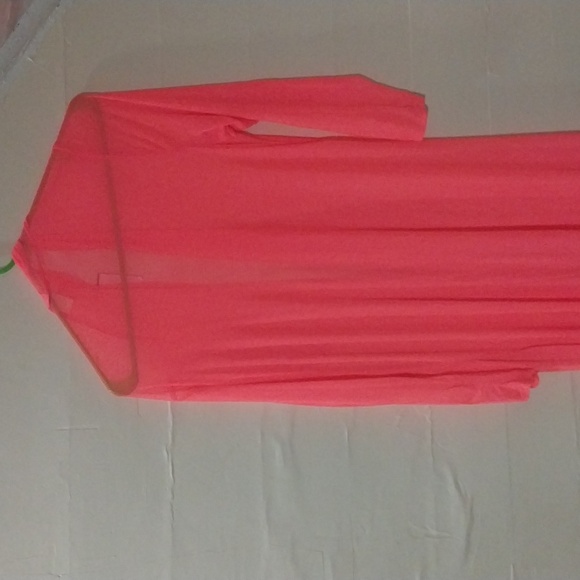 Vibrant Coral Long Sleeve Cardigan - Picture 2 of 2